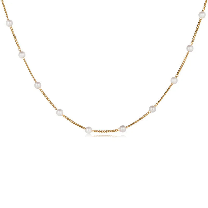 Gouden parel choker ketting 